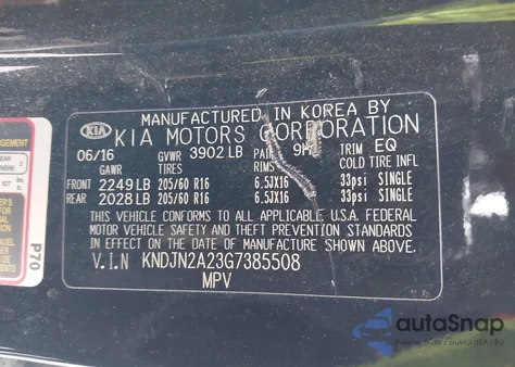 2016 Kia Soul z USA, uszkodzony, nr VIN KNDJN2A23G7385508